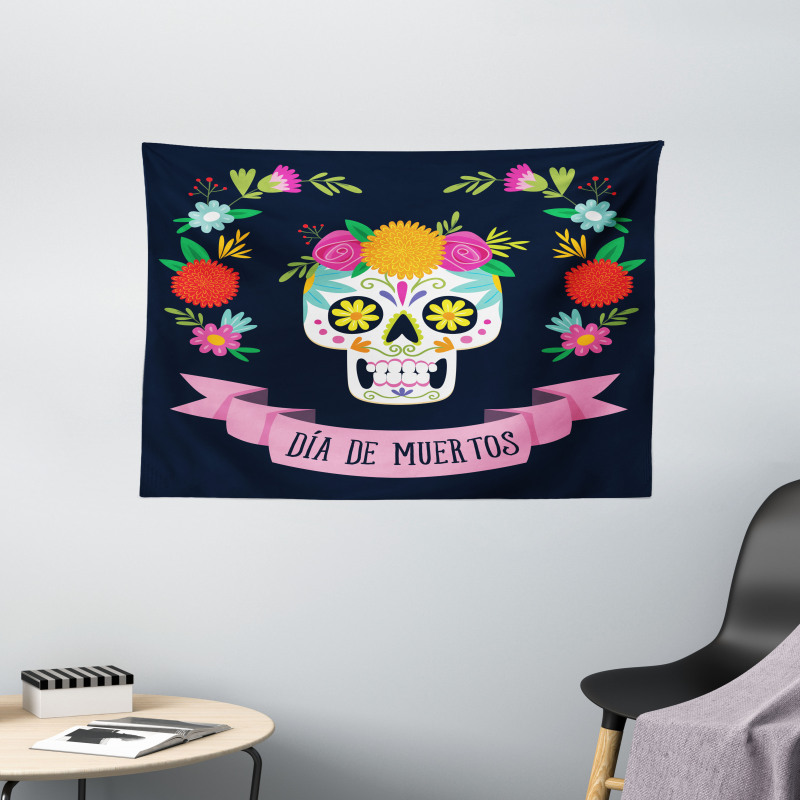 Colorful Wreath Wide Tapestry
