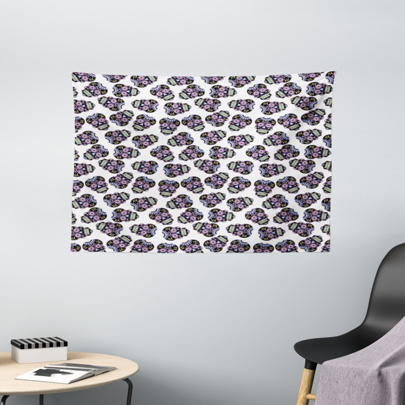 Calavera Skulls Wide Tapestry