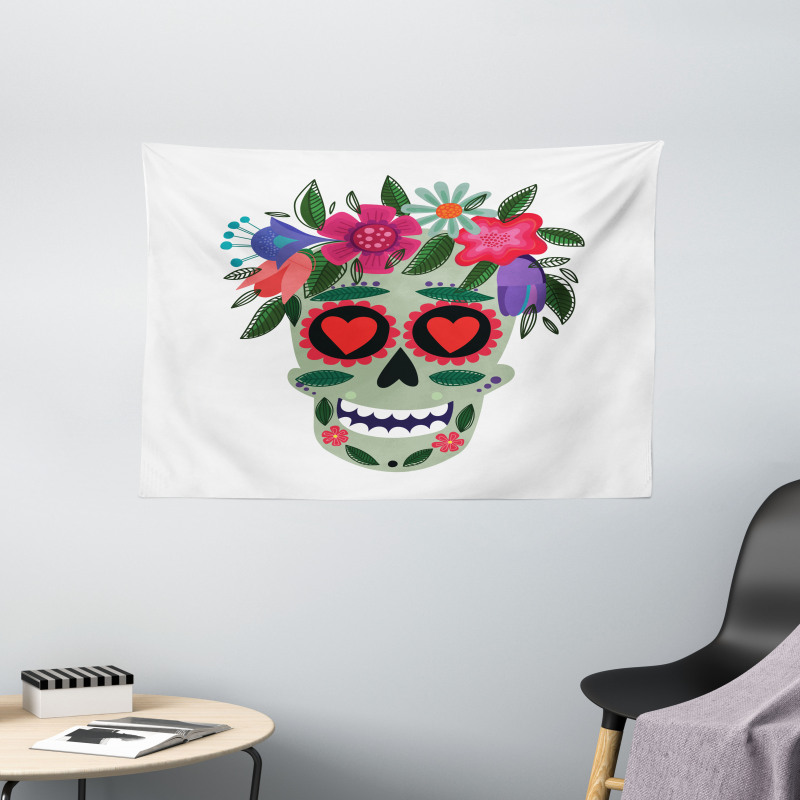 Mexican Floral Wreath Wide Tapestry