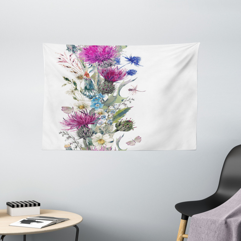 Vintage Herbal Border Wide Tapestry