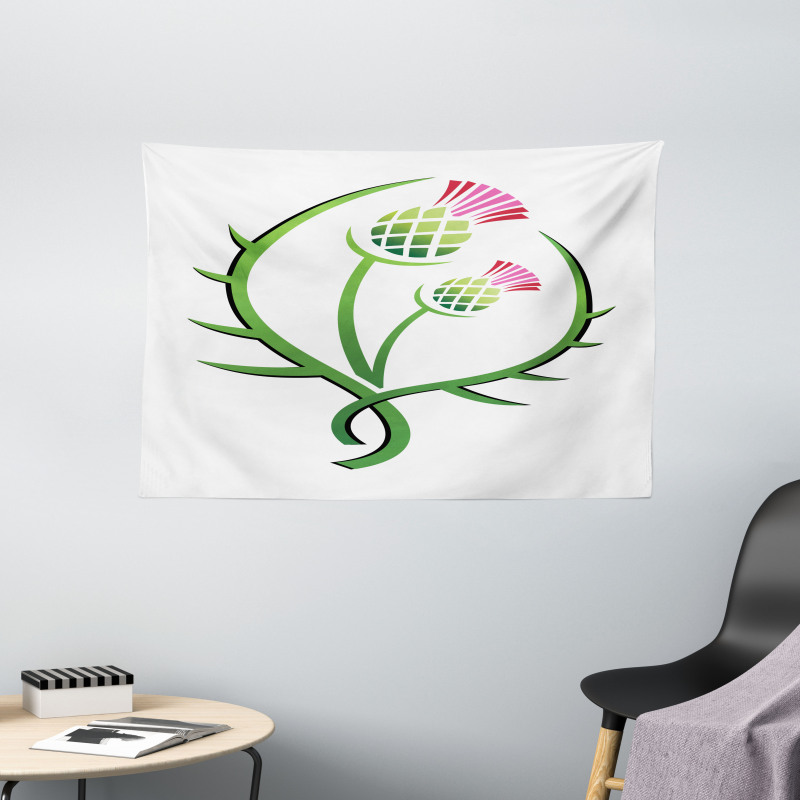 Graphic Flower Wide Tapestry