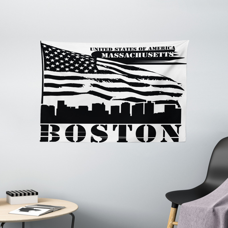 Fluttering Grungy Flag Wide Tapestry