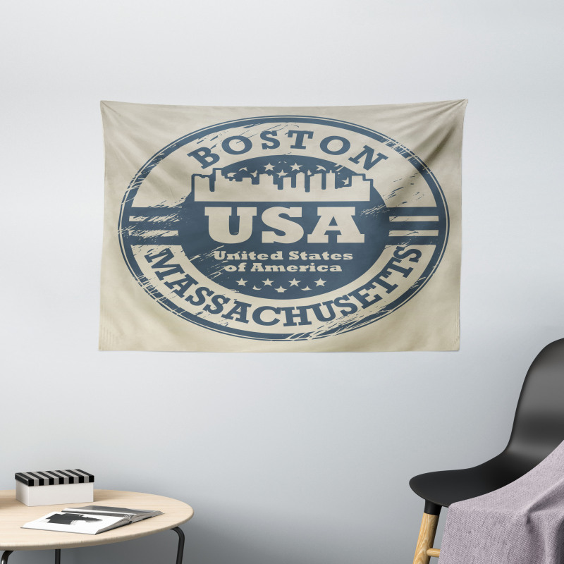 Passport Stamp Design Wide Tapestry