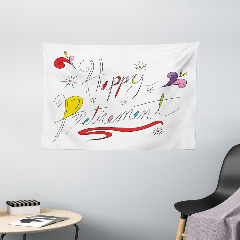 Floral Motifs Doodle Wide Tapestry