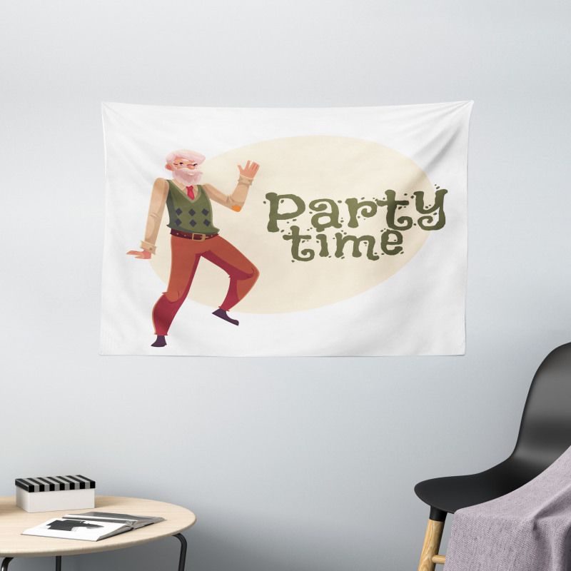 Gray-Haired Old Man Wide Tapestry