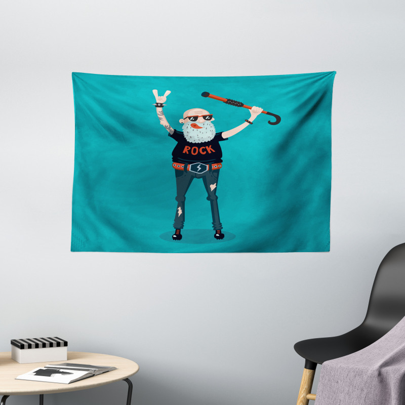 Rock Music Fan Man Wide Tapestry