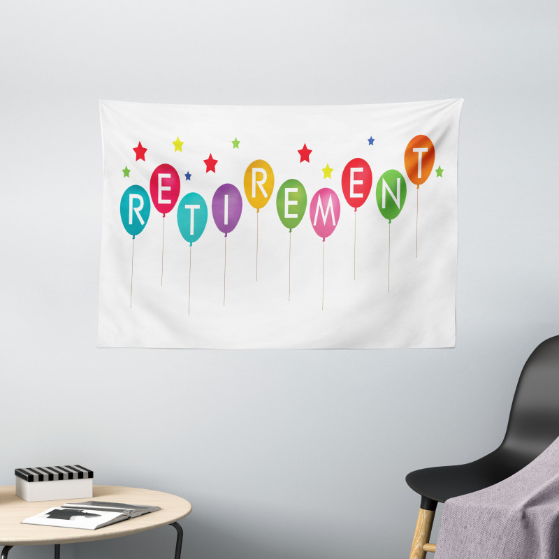 Balloons and Stars Wide Tapestry