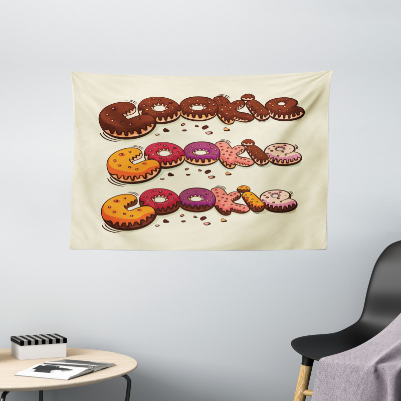 Doodle Style Bakery Theme Wide Tapestry