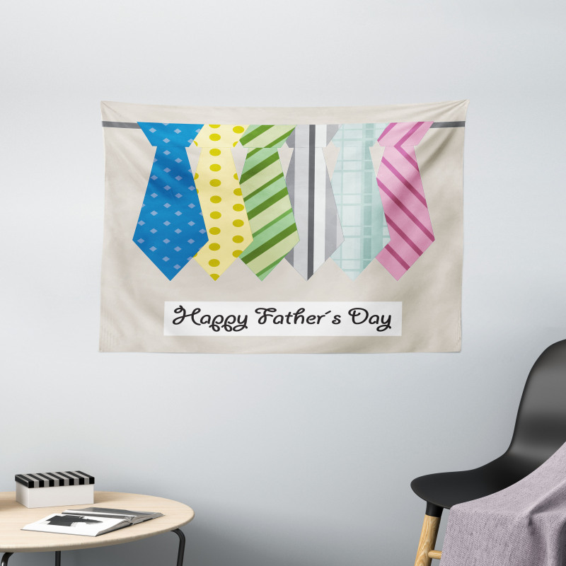 Colorful Dad Ties Theme Wide Tapestry