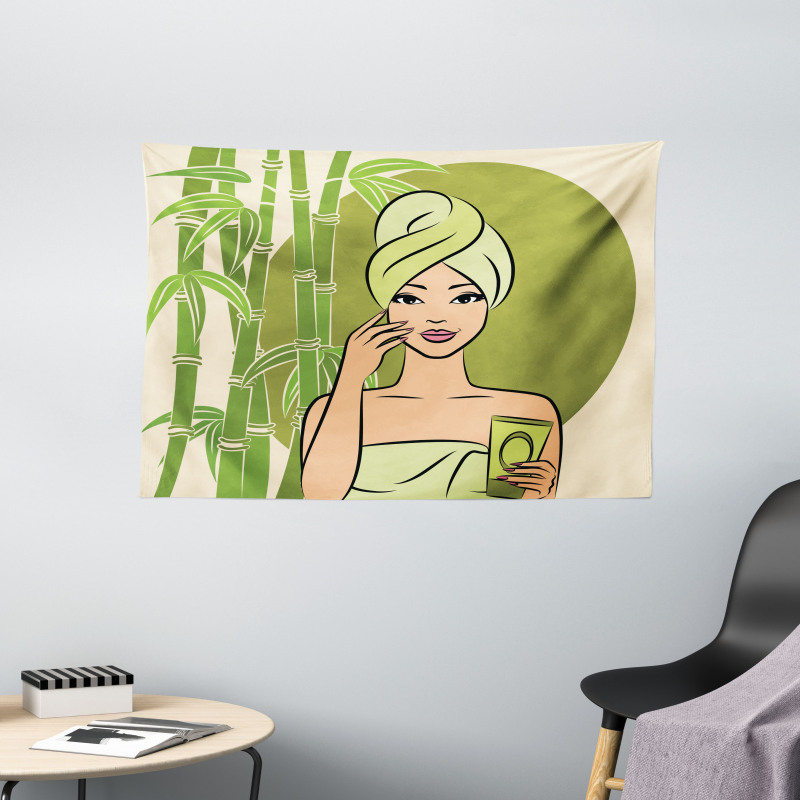 East Themed Beauty Lady Wide Tapestry
