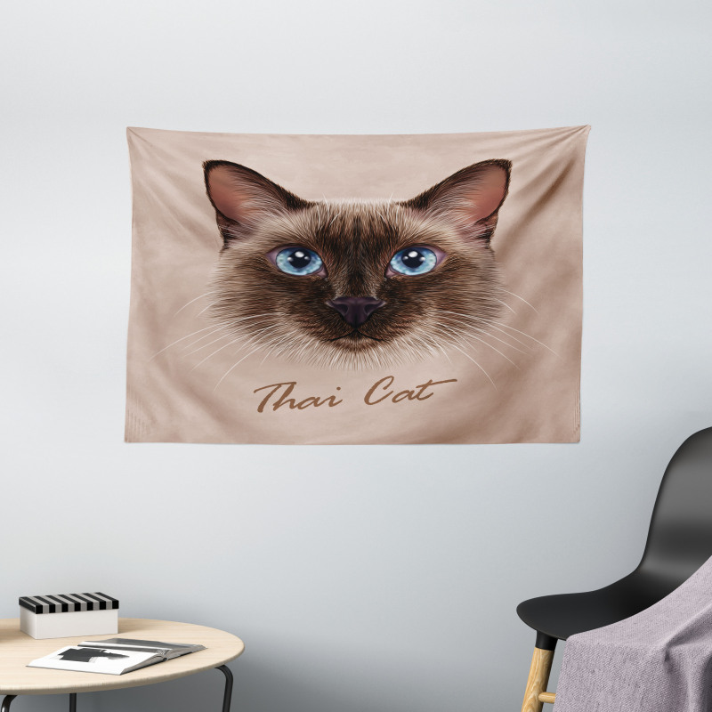 Domestic Animal Siamese Cat Wide Tapestry