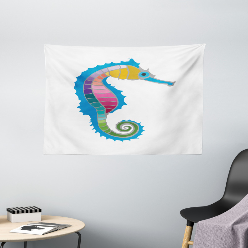 Colorful Graphic Form Wide Tapestry