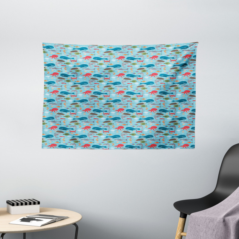 Nursery Doodle Theme Wide Tapestry