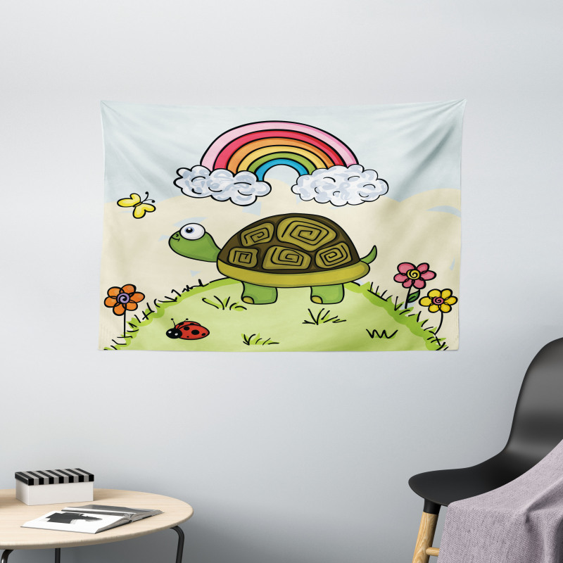 Cartoon Hill Nature Wide Tapestry