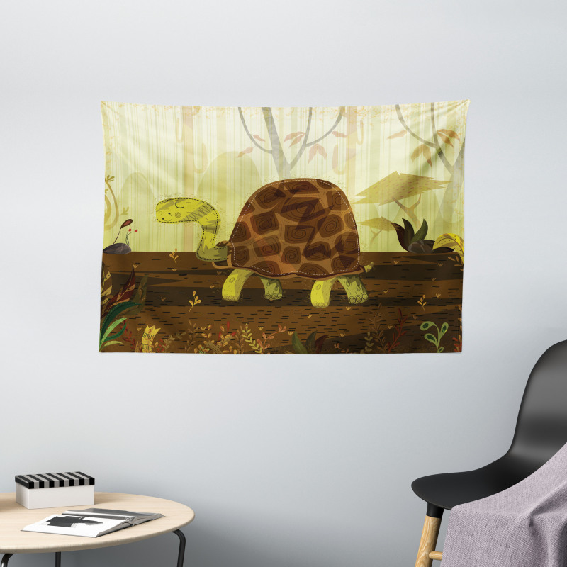 Cartoon Woodland Design Wide Tapestry