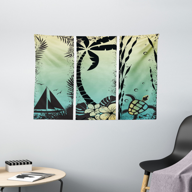 Grunge Tropical Land Wide Tapestry