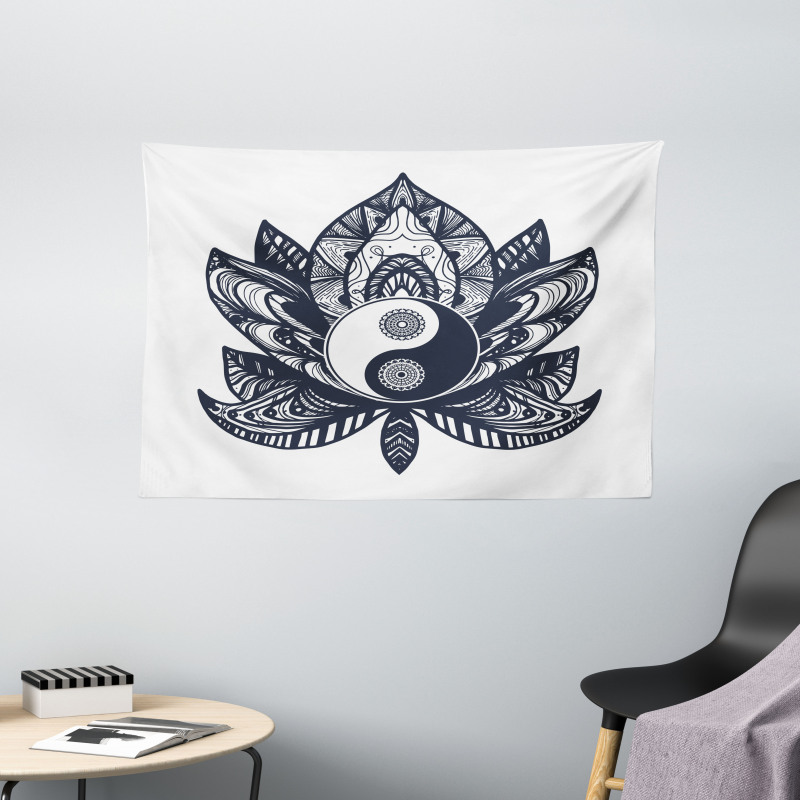 Lotus Leaf Spritiual Wide Tapestry