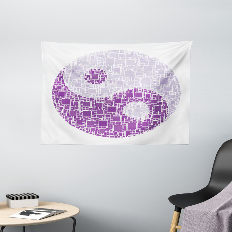 Graphic Yin Yang Tile Wide Tapestry