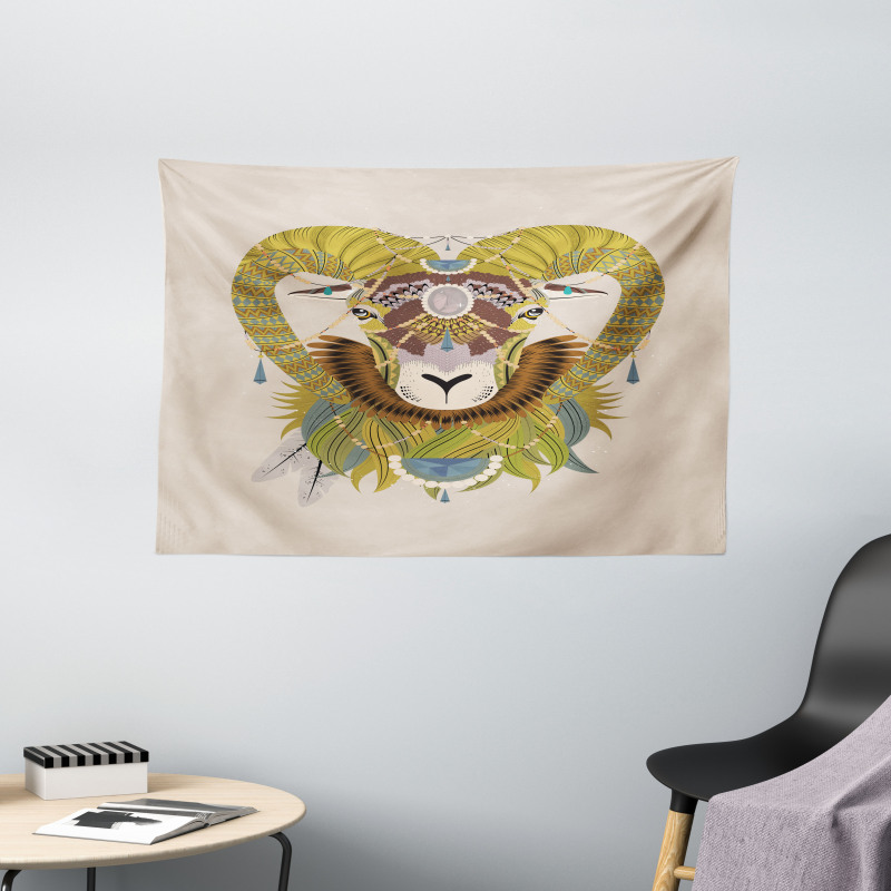 Animal Head Wide Tapestry