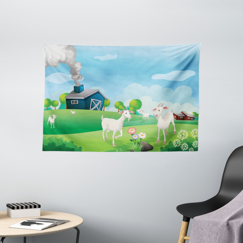 Pleasant Farm Life Wide Tapestry