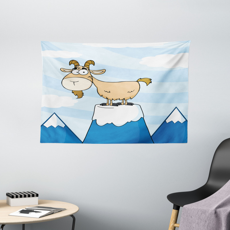 Doodle Goat Mountain Pick Wide Tapestry