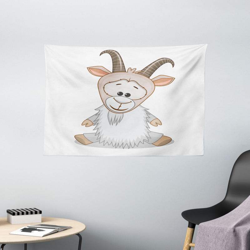 Baby Ibex Cheerful Mood Wide Tapestry