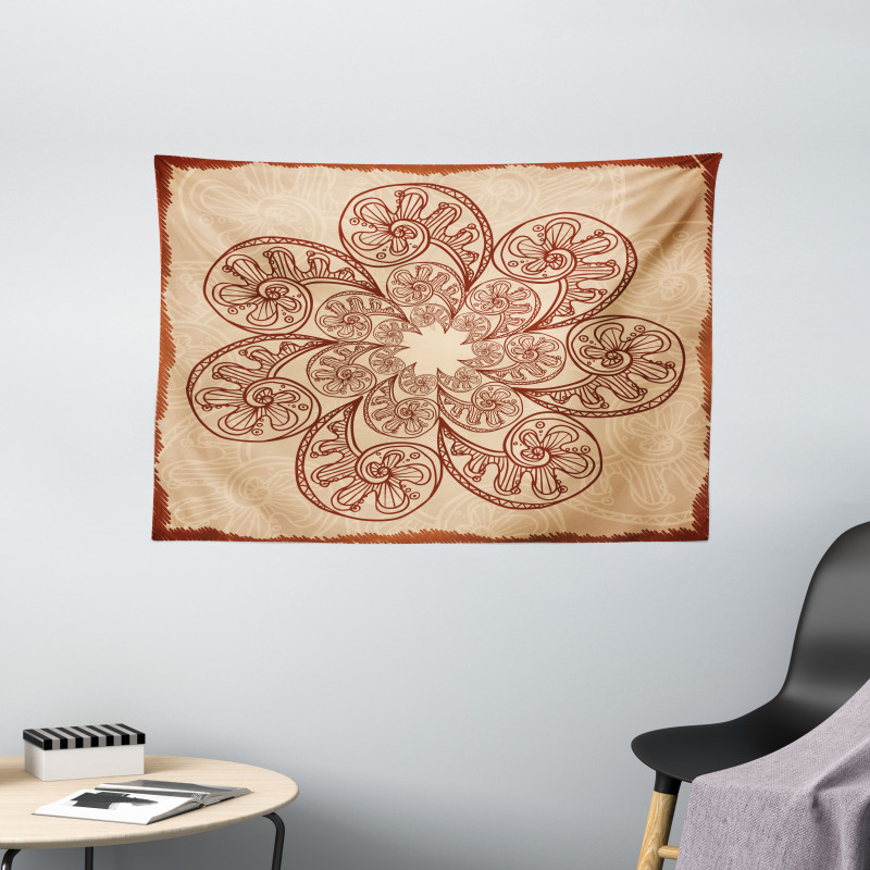 Circles Zentangle Wide Tapestry