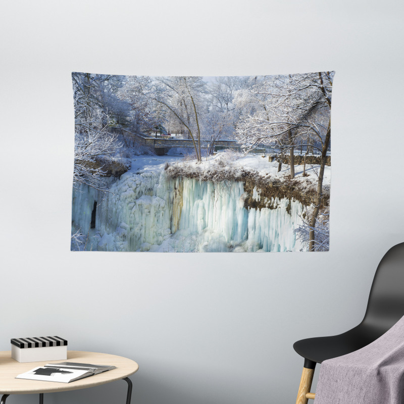 Frozen Minnehaha Fall Wide Tapestry