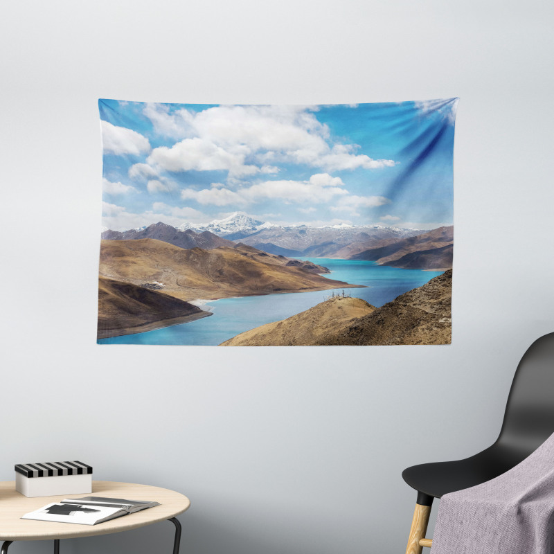 River Snowy Mountains Wide Tapestry