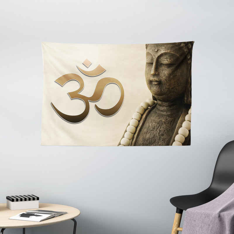 East Asian Ancient Zen Form Wide Tapestry