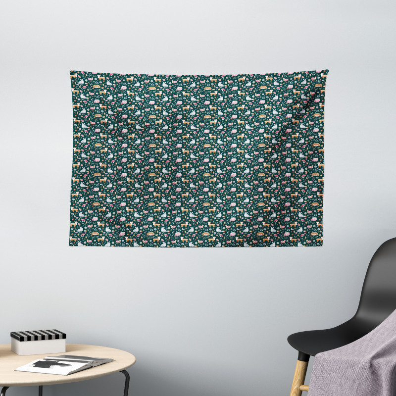 Woodland Nature Pattern Wide Tapestry