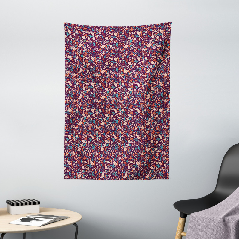 Autumn Leaves Berries Tapestry