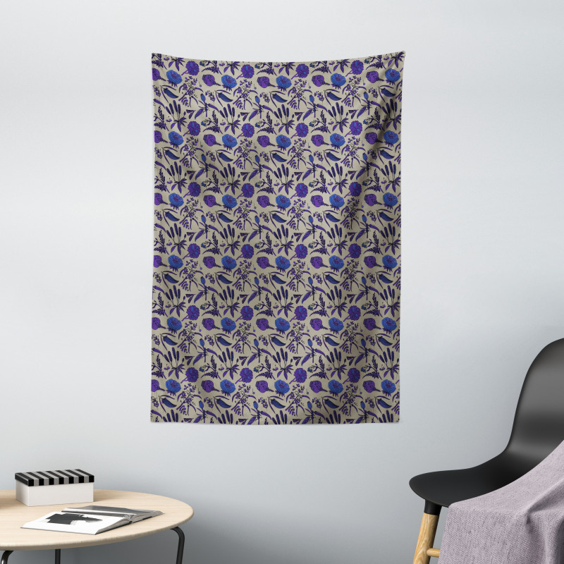 Hand-Drawn Wildflowers Tapestry