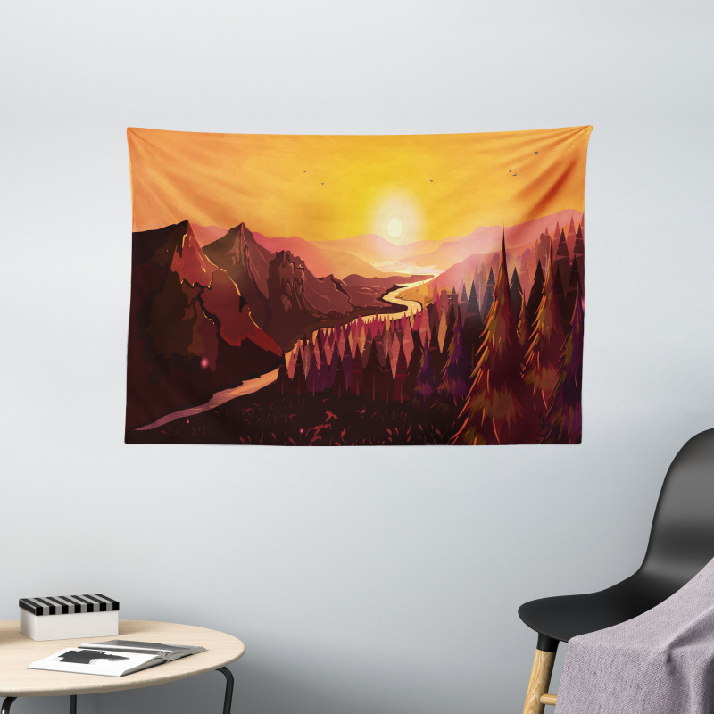 Forest Idyllic Morning Wide Tapestry