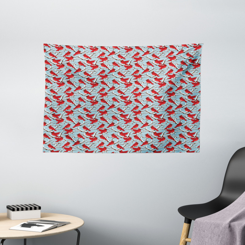 Cardinal Birds Trees Wide Tapestry