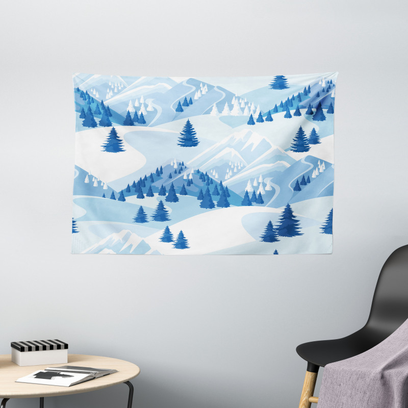 Snowy Fir Forest Wide Tapestry