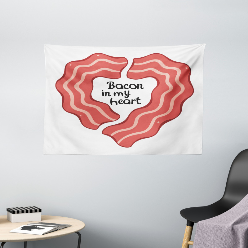 Yummy Bacon in My Heart Wide Tapestry