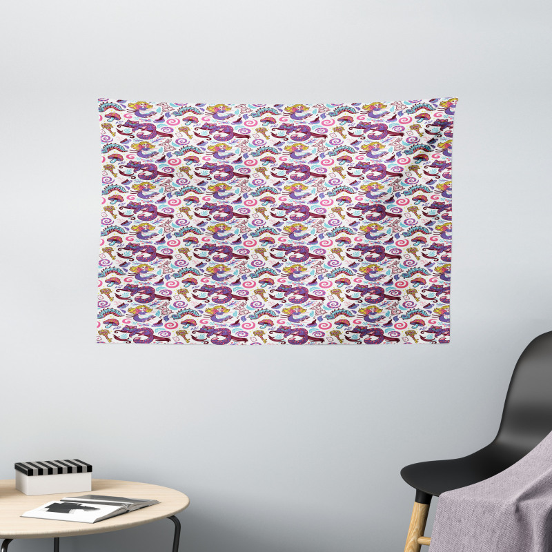 Fairy Tale Caterpillar Wide Tapestry