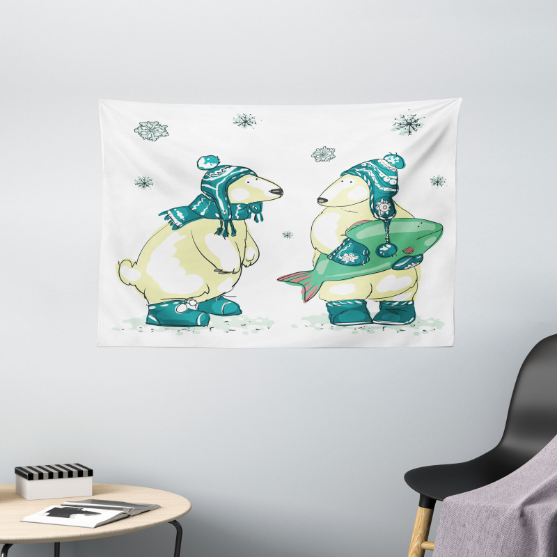 Friends Fish Xmas Wide Tapestry