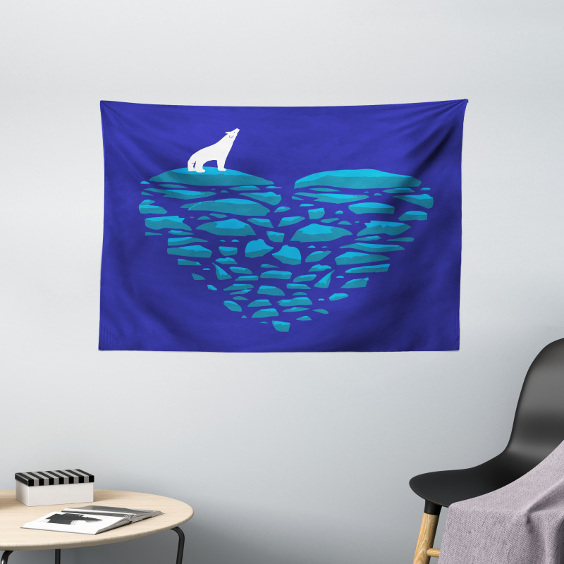 Ice Abstract Heart Wide Tapestry