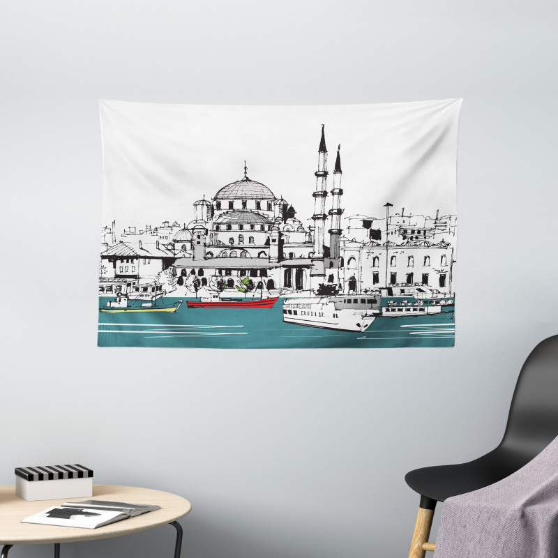 Coastal Town Harbor Wide Tapestry