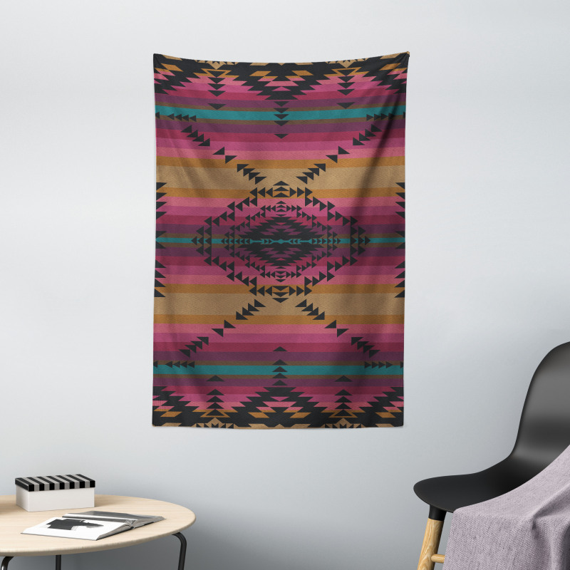 Colorful Stripes Triangles Tapestry