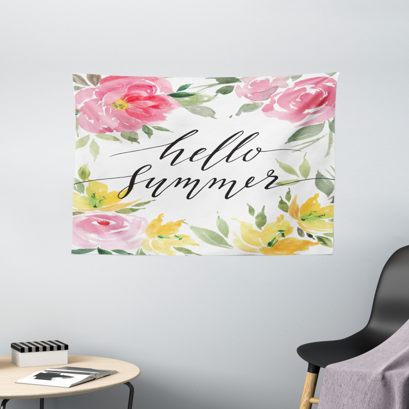 Hand Lettering Summer Wide Tapestry