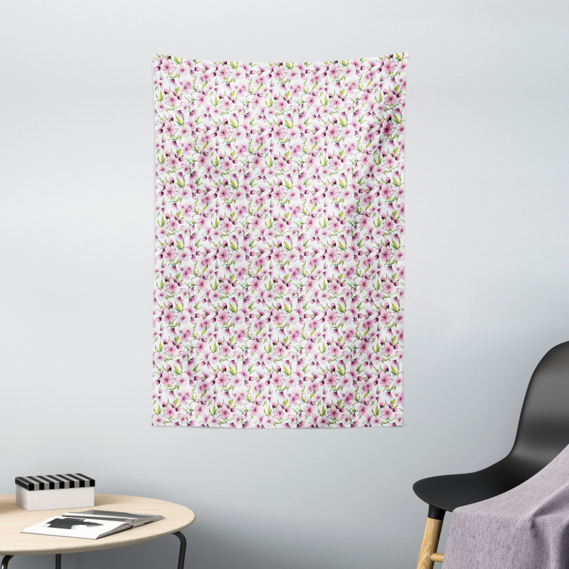 Aquarelle Style Flowers Tapestry