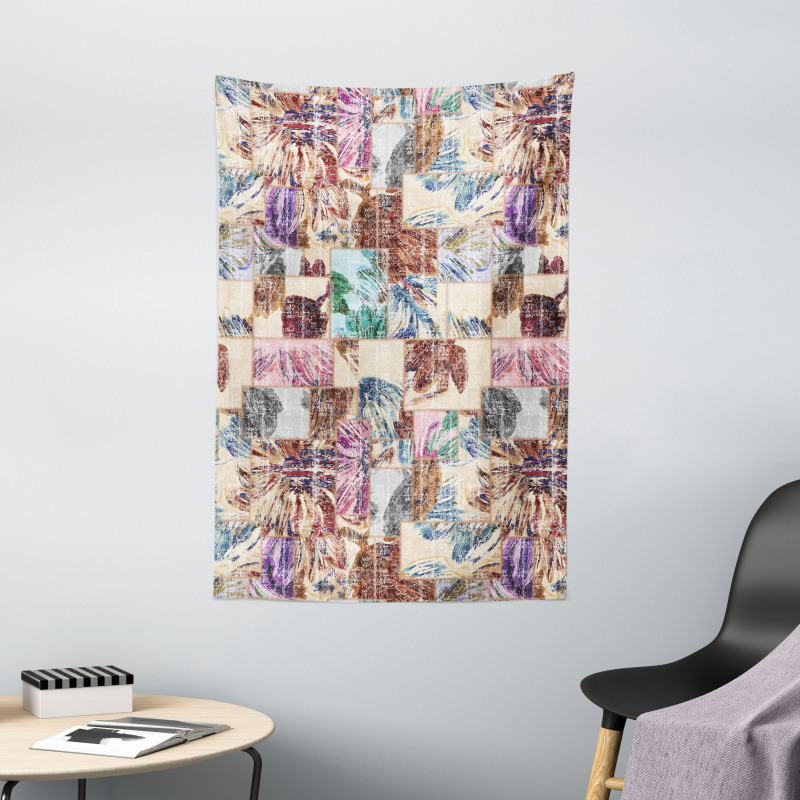 Grunge Abstract Floral Art Tapestry