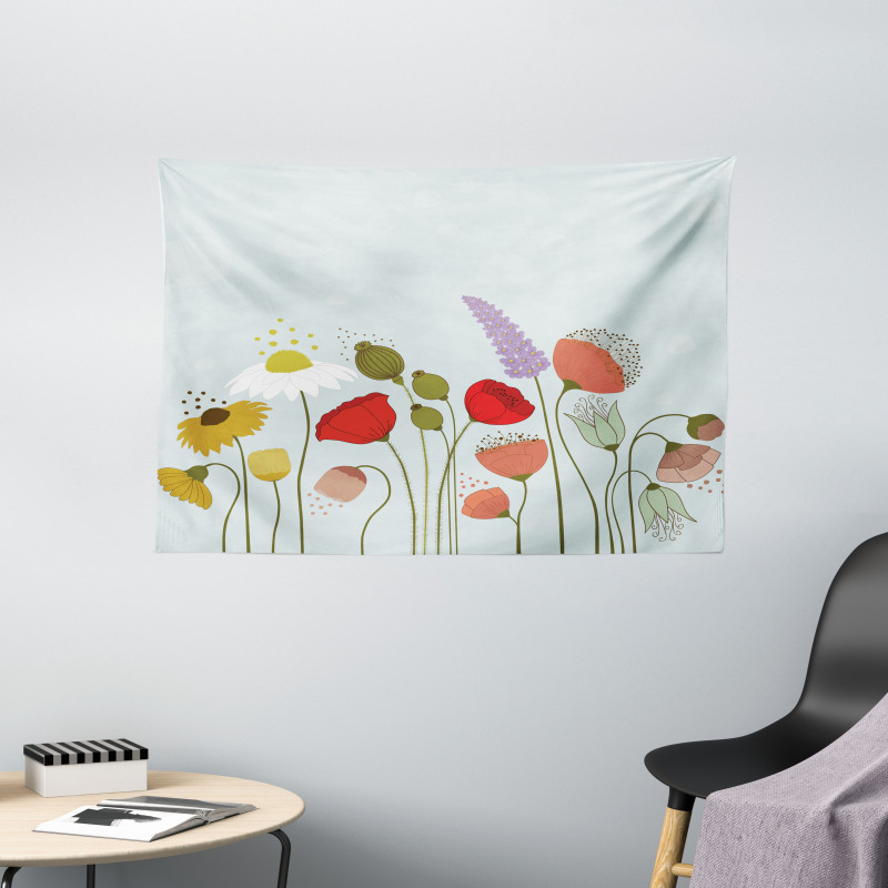 Daisy and Peony Pattern Wide Tapestry