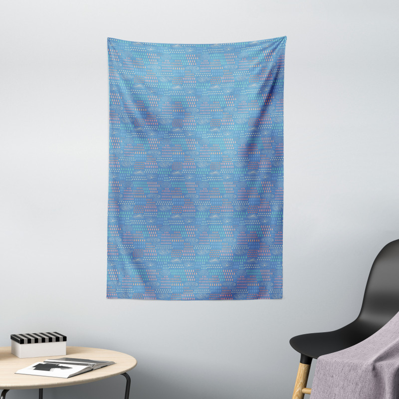 Scribbled Linear Clouds Tapestry