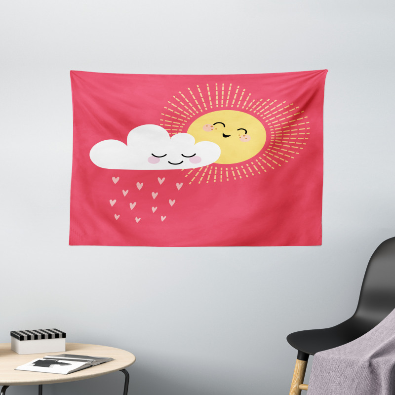 Valentines Cloud and Sun Wide Tapestry