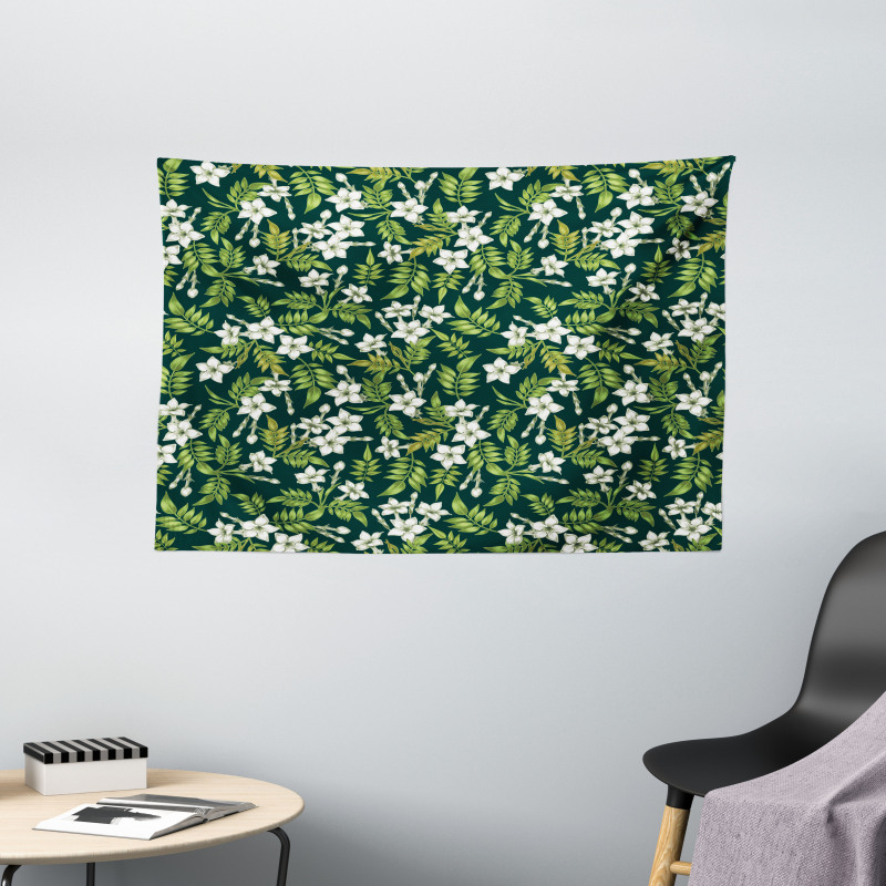 Awakening Floral Buds Wide Tapestry