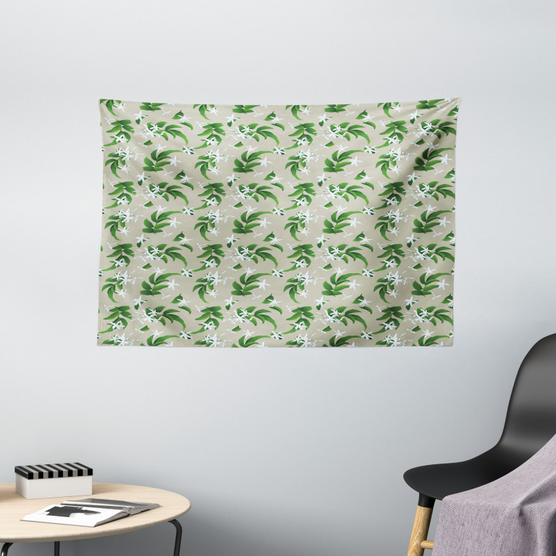 Exotic Flowers Branches Wide Tapestry